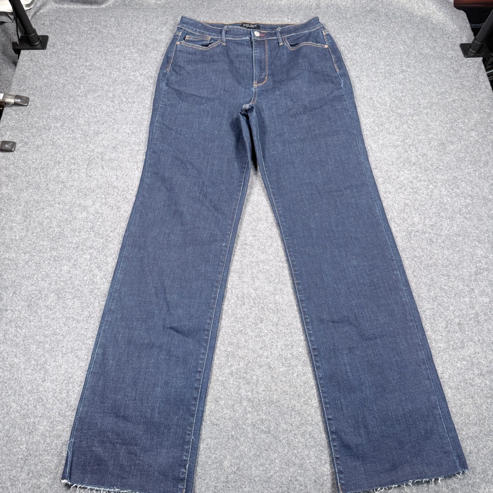 Judy Blue Los Angeles Straight Fit Jeans Dark Wash Raw Hem Size 13/31 High Rise